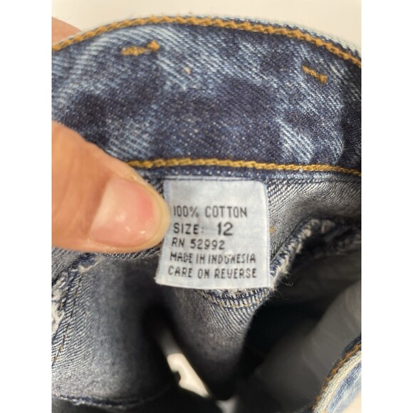 VTG Jordache 90s Denim Jean Dark Acid Wash Distressed Pencil Skirt 1st Class - Picture 12 of 13